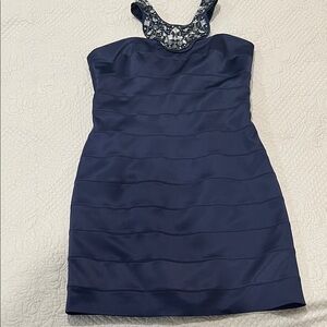 Laundry By Shelli Segal Navy Embellished Mini Dress